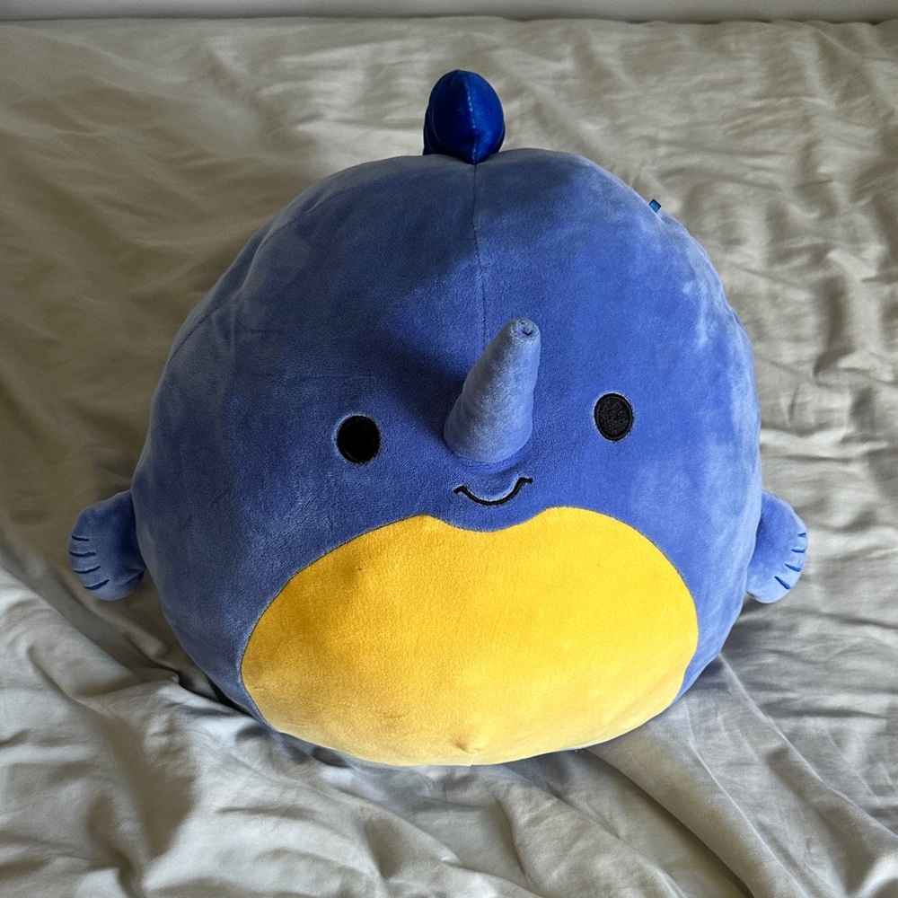 Blue and Yellow Narwhal squishmallow